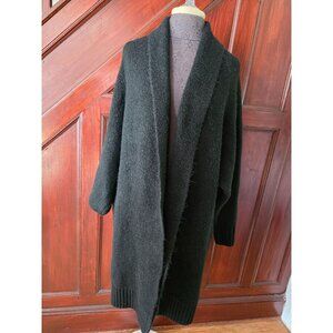 A New Day Black Long Cardigan Sweater Open Front M Duster